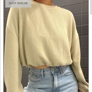 OAK + FORT Bubble Hem Sweater Top